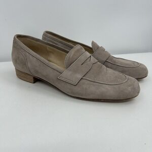 M. Gemi Womens Suede Penny Loafers Size EU 37.5 Beige Quiet Luxury‎ Old Money